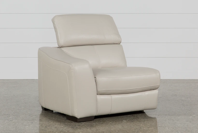 Kristen Silver Grey Leather Left Arm Facing Power Recliner with Adjustable Headrest & USB - 360