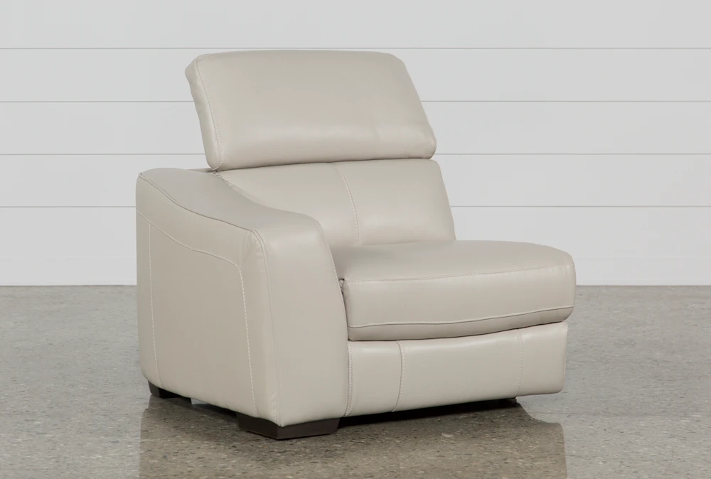 Kristen Silver Grey Leather Left Arm Facing Power Recliner with Adjustable Headrest & USB