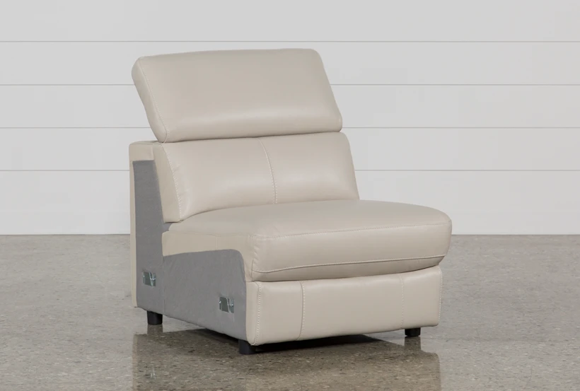 Kristen Silver Grey Leather Armless Chair - 360
