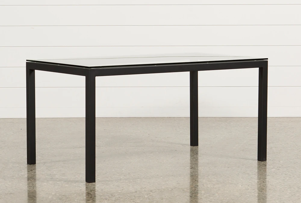 Ina Matte Black 60 Inch Dining Table W/Clear Glass