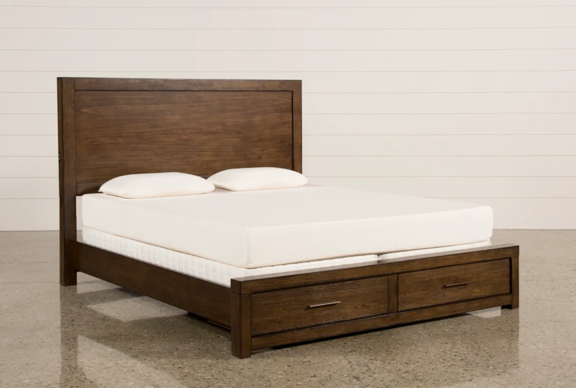 Riley Brownstone King Wood Panel Bed With Storage and USB - 360