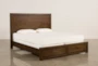 Riley Brownstone King Wood Panel Bed With Storage and USB - Signature
