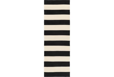 2'5"x8' Outdoor Rug-Black & White Cabana Stripe