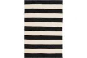 5'x8' Outdoor Rug-Black & White Cabana Stripe