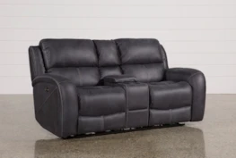 Deegan Charcoal 77" Power Reclining Loveseat With Console