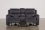Deegan Charcoal 77" Power Reclining Loveseat With Console - Side