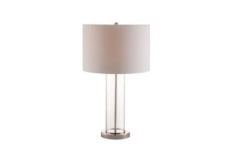 28 Inch Clear Glass Cylinder + Chrome Table Lamp - Main