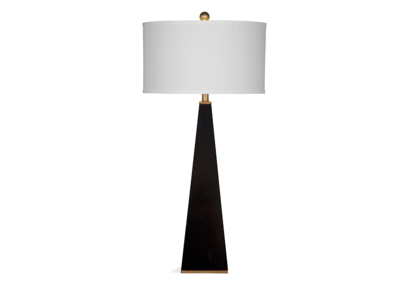 36 Inch Glossy Black + Brass Tapered Cylinder Table Lamp - 360