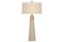 34 Inch Cement + Gold Accent Tapered Column Table Lamp - Signature