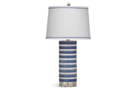 27 Inch Blue White Cylinder Stripe Table Lamp