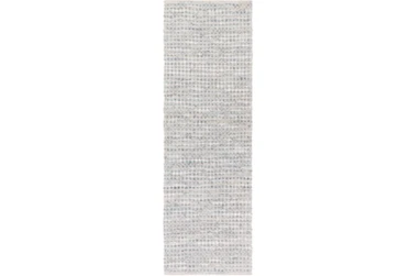 2'5"x8' Rug-Leather And Cotton Grid Grey