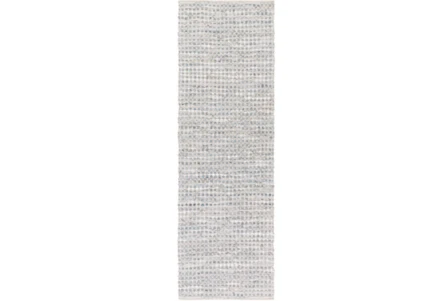 2'5"x8' Rug-Leather And Cotton Grid Grey