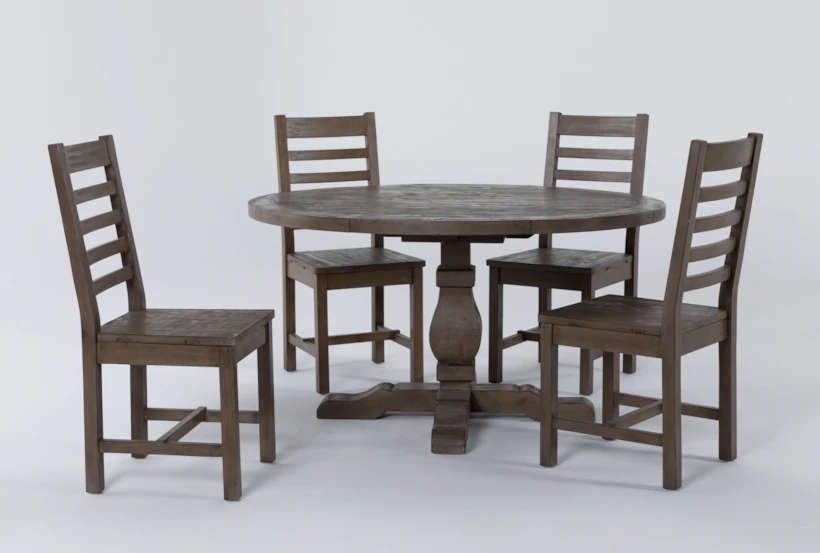Caden 55" Round Dining With Side Chair Set For 4 - 360