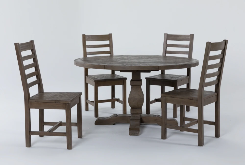 Caden 55" Round Dining With Side Chair Set For 4