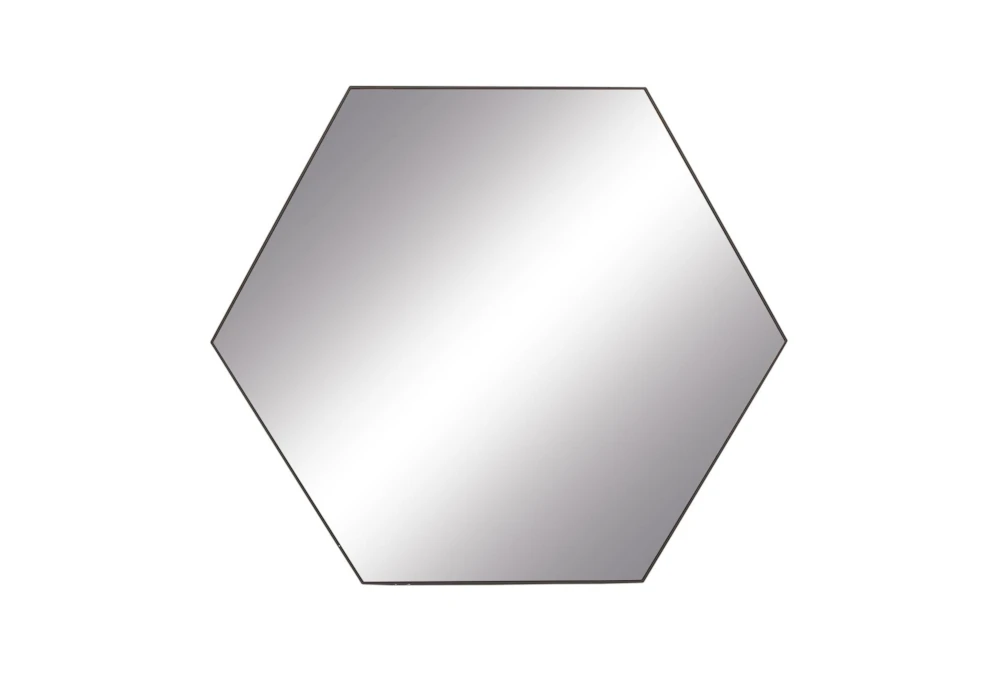 35X41 Wood Hexagon Wall Mirror