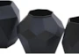 3 Piece Set Black Prizm Vases - Detail