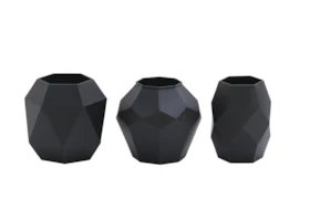 3 Piece Set Black Prizm Vases