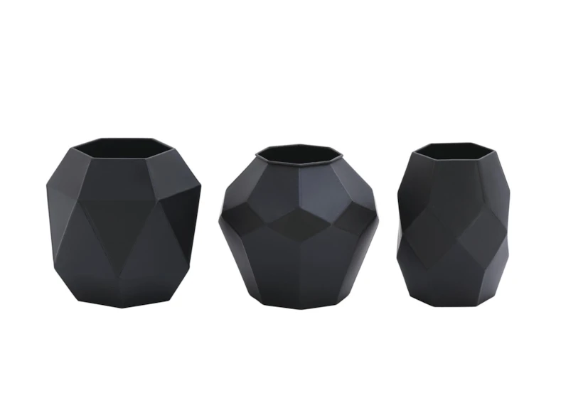 3 Piece Set Black Prizm Vases - 360