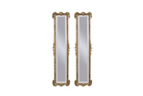 12X50 Gold Leaf Rococo Rectangular Wall Mirror Panels Set Of 2
