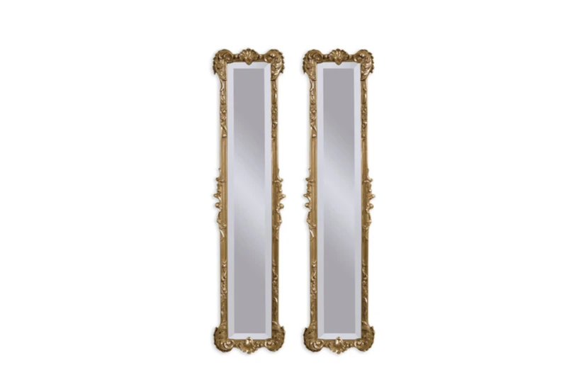 12X50 Gold Leaf Rococo Rectangular Wall Mirror Panels Set Of 2 - 360