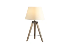 26 Inch Wood + Metal Industrial Tripod Table Lamp
