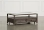 Valencia Glass Storage Coffee Table With Wheels - Signature