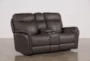 Bowie Leather 75" Power Reclining Loveseat with Storage Console, Power Headrest & USB - Signature