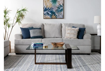 Hauteloom Tacloban Living Room, Bedroom Area Rug - Contemporary - Ivory,Sky  Blue,Medium Gray - 9'2 x 12' 