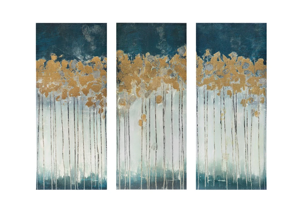 15X35 Teal Midnight Forest Set Of 3