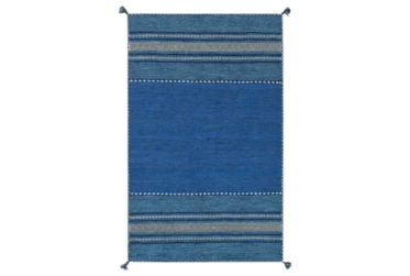 2'x3' Rug-Tassel Cotton Flatweave Blue