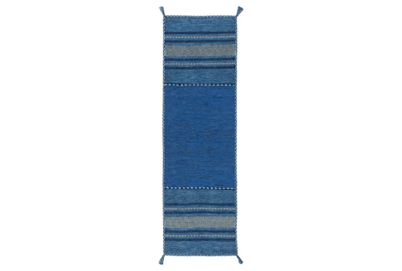 2'5"x8' Rug-Tassel Cotton Flatweave Blue - 360