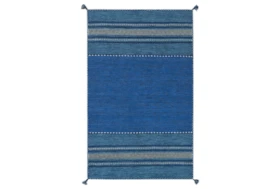 4'x6' Rug-Tassel Cotton Flatweave Blue