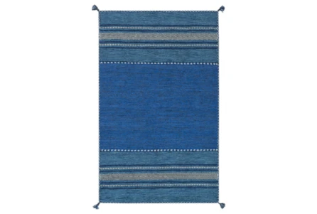 8'x10' Rug-Tassel Cotton Flatweave Blue