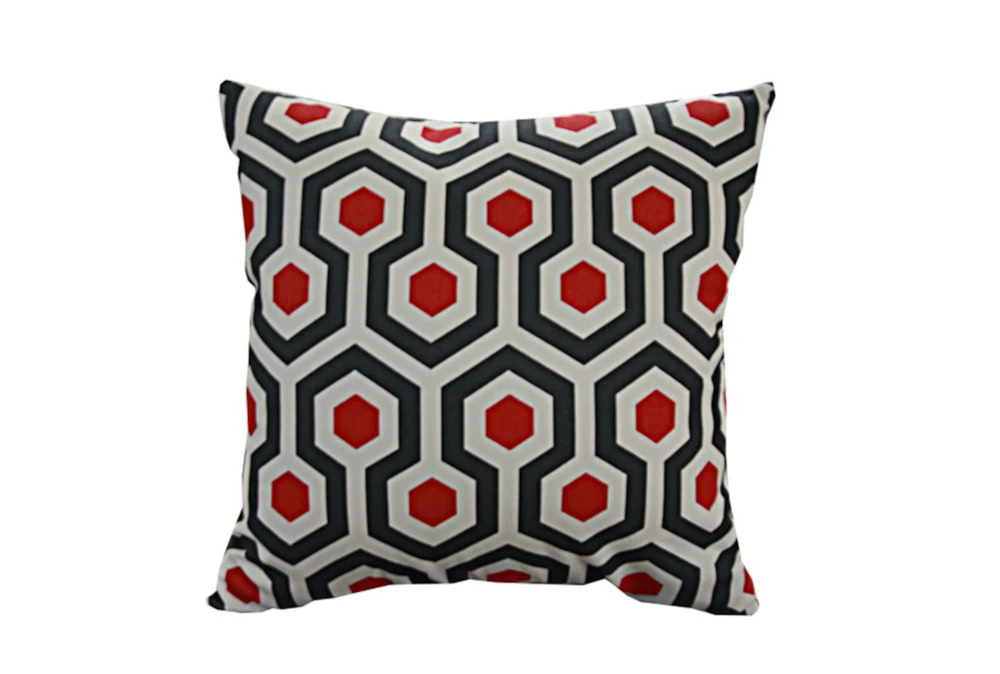 Accent Pillow-Retro Honeycomb Red 18X18