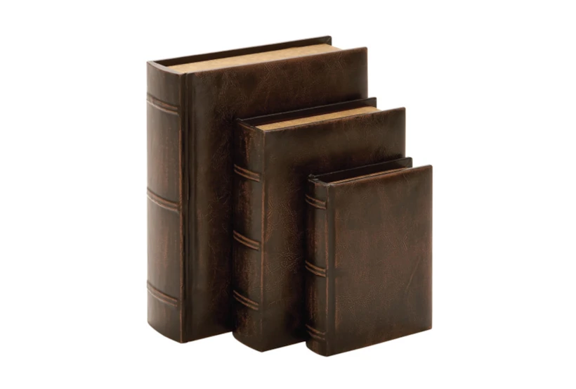 3 Piece Set Aged Leather Boxes - 360