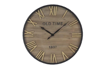 Wood Metal Wall Clock