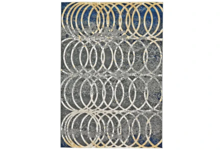 10'x13'1" Rug-Cobalt And Yellow Faded Rings