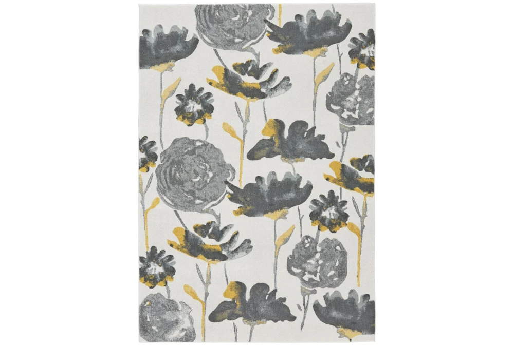 8'x11' Rug-Grey And Yellow Floral