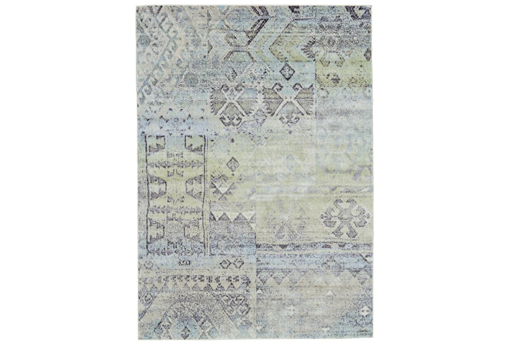 5'x8' Rug-Spa And Green Distressed Tribal Pattern