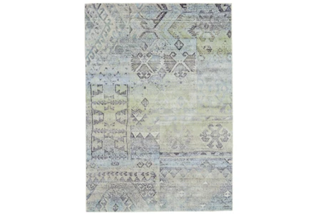 8'x11' Rug-Spa And Green Distressed Tribal Pattern