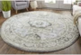 8' Round Rug-Spa And Green Global Traditional Pattern - Room