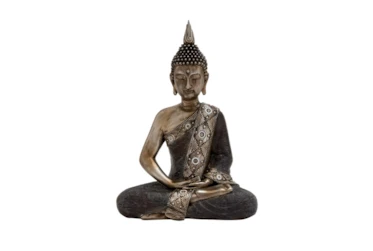 Resin Black And Brown Sitting Buddha