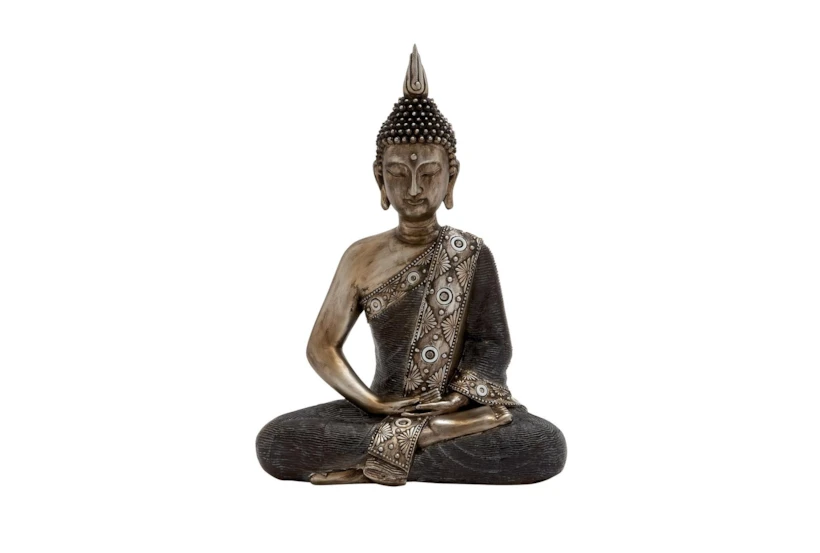 Resin Black And Brown Sitting Buddha - 360