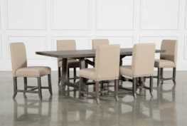 Jaxon Grey 7 Piece Rectangle Extension Dining Set With Upholstered Chairs