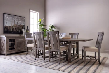 Jaxon Grey 7 Piece Rectangle Extension Dining Set With Wood Chairs
