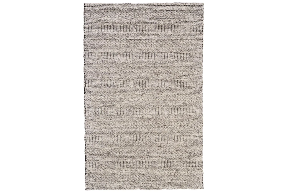 8'x11' Rug-Oatmeal Textured Wool Stripe
