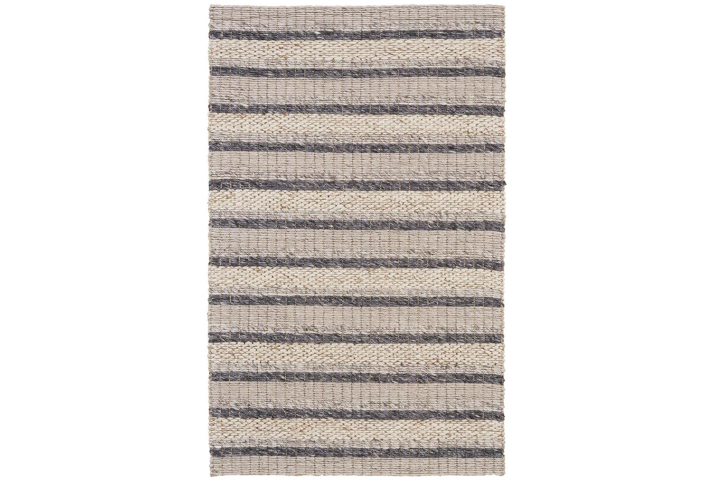 3'5"x5'5" Rug-Natural Textured Wool Stripe