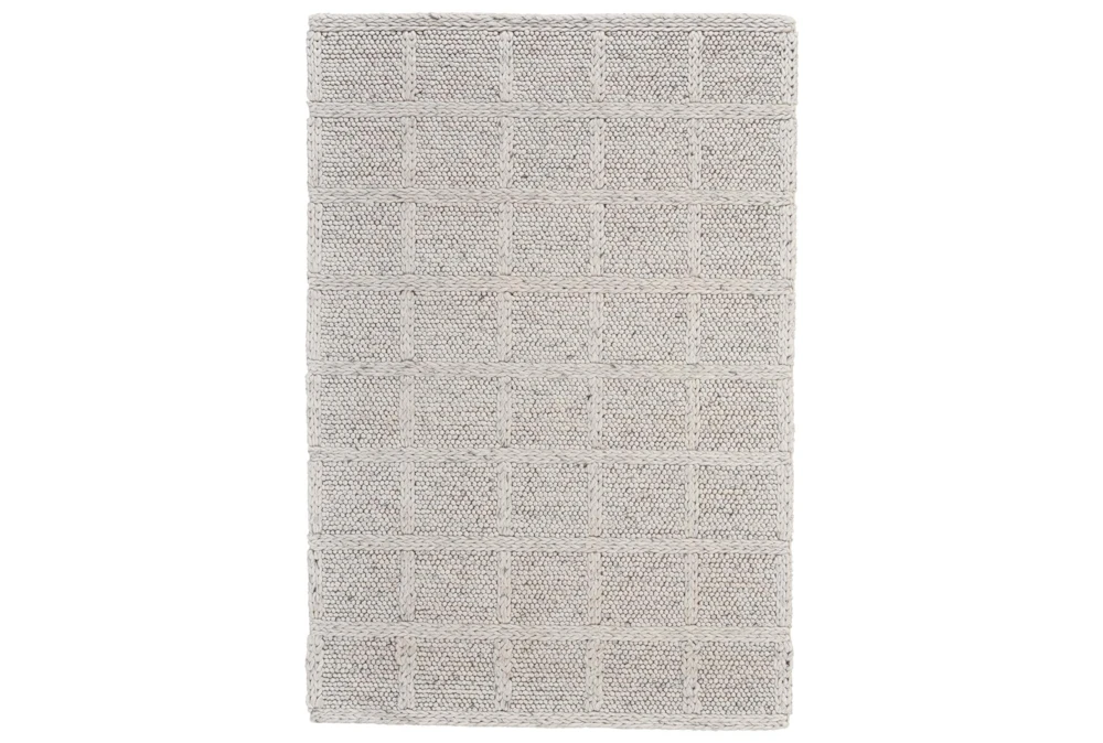 5'x8' Rug-Ivory Textured Wool Grid