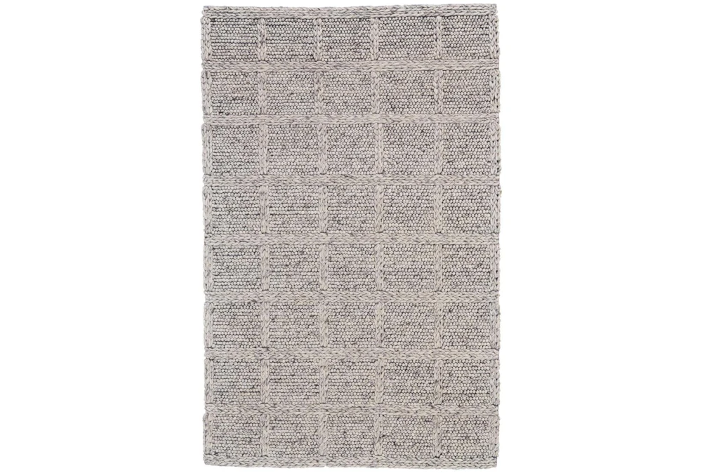 3'5"x5'5" Rug-Grey Textured Wool Grid