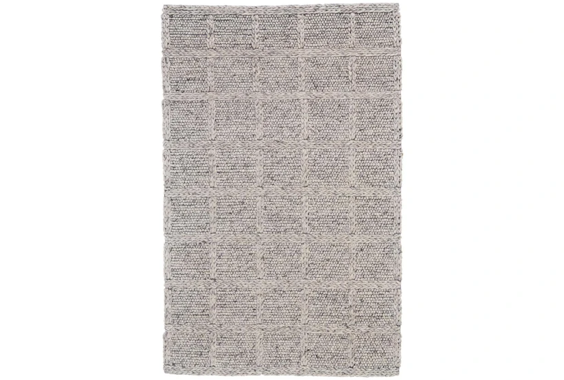 3'5"x5'5" Rug-Grey Textured Wool Grid - 360
